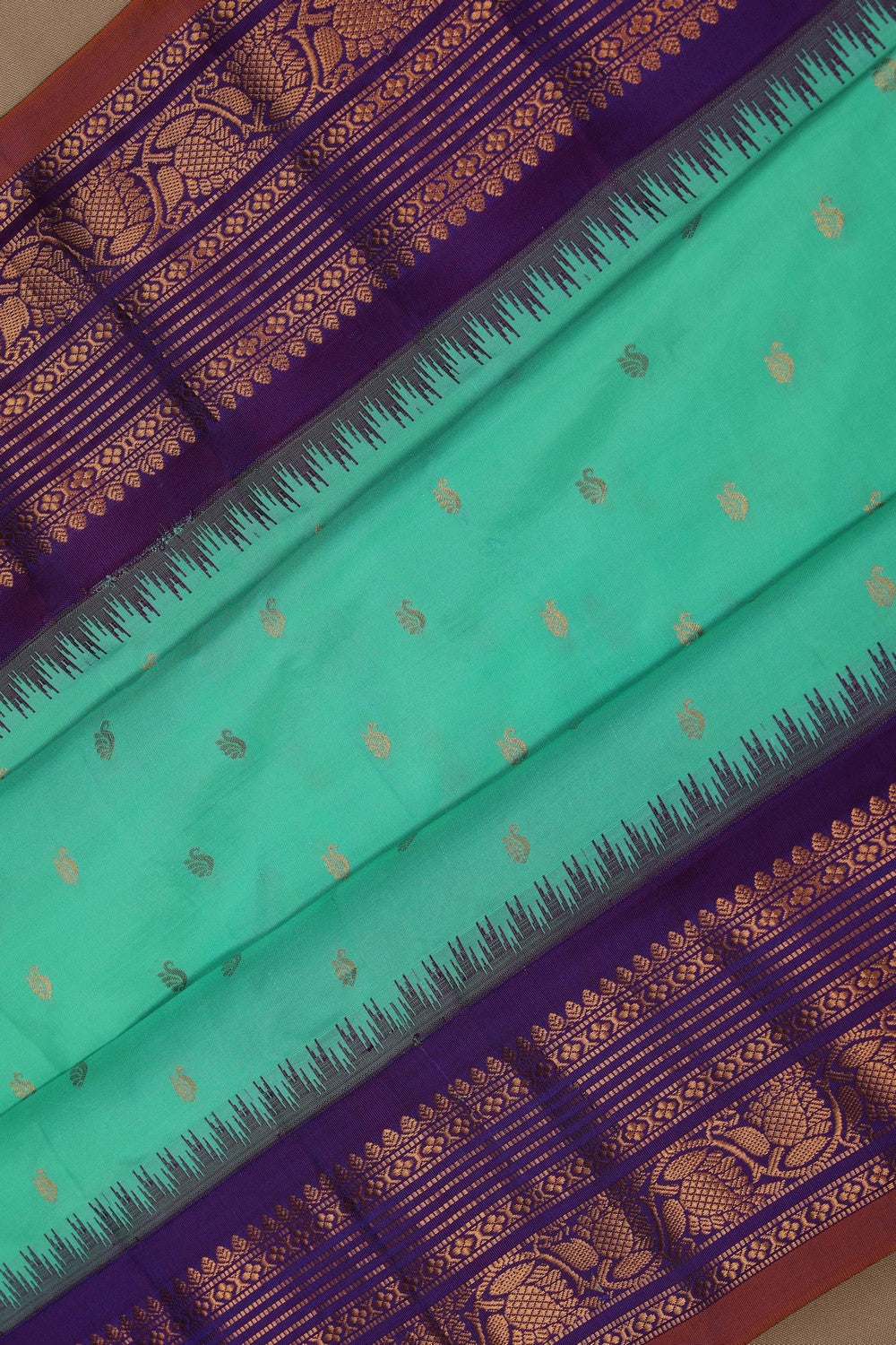 Image of Gadwal Silk Sea Green Saree